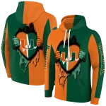 miami hurricanes heartbeat graphic orange hoodie best selling
