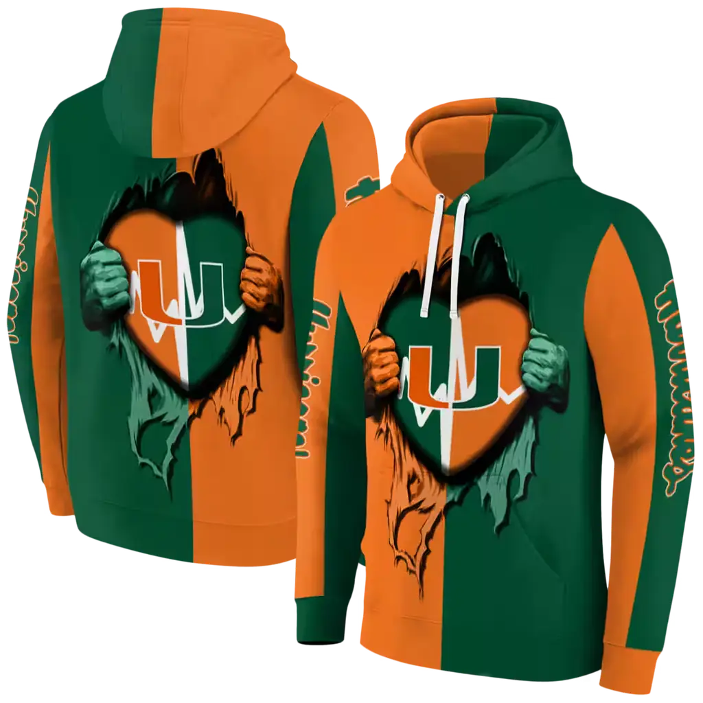 miami hurricanes heartbeat graphic orange hoodie fashion forward miami hurricanes heartbeat graphic orange hoodie fashion forward