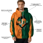 miami hurricanes heartbeat graphic orange hoodie best selling