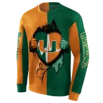miami hurricanes heartbeat graphic orange hoodie best selling