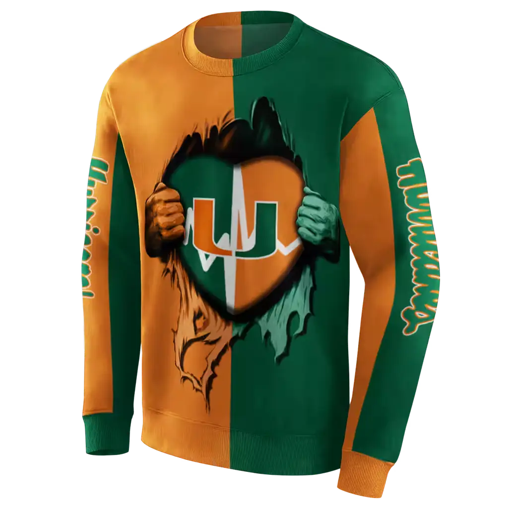 miami hurricanes heartbeat graphic orange hoodie new arrival miami hurricanes heartbeat graphic orange hoodie new arrival