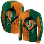 miami hurricanes heartbeat graphic orange hoodie best selling
