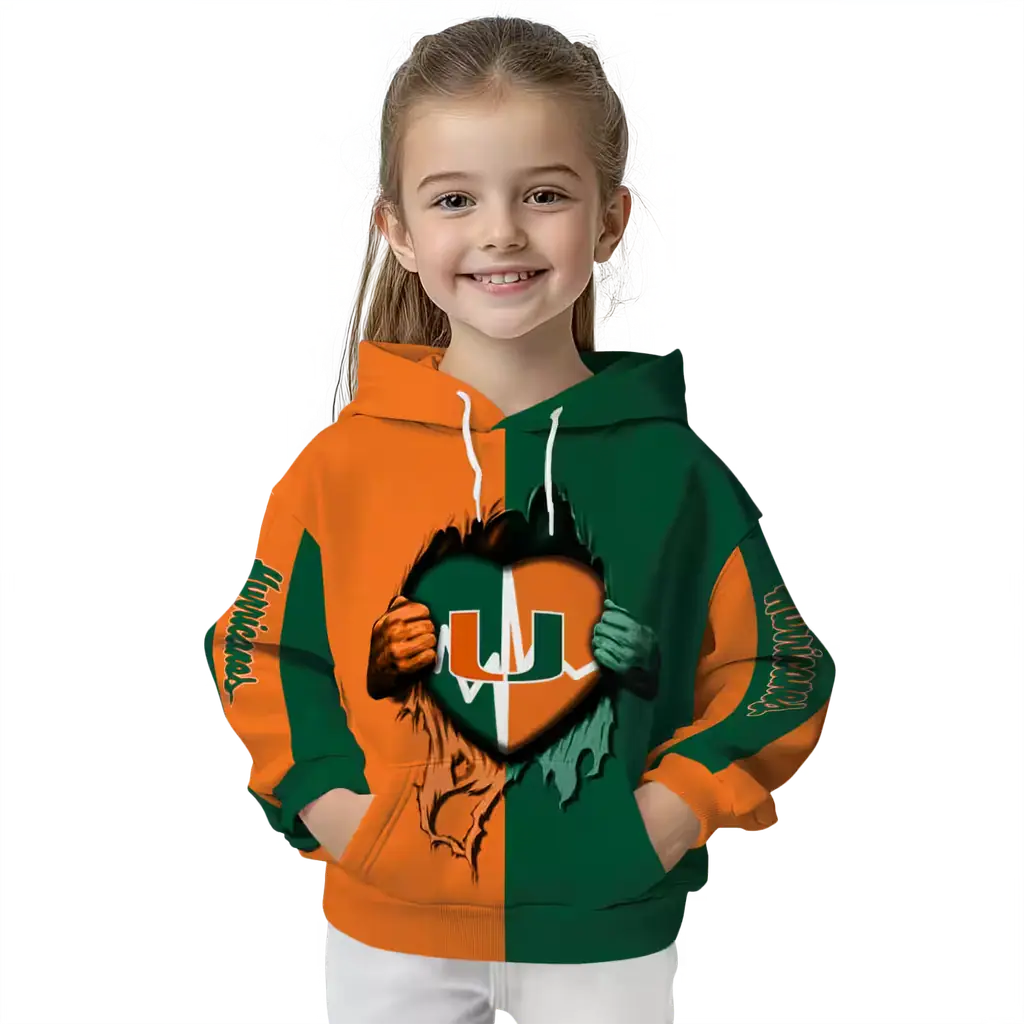 miami hurricanes heartbeat graphic orange hoodie top rated miami hurricanes heartbeat graphic orange hoodie top rated