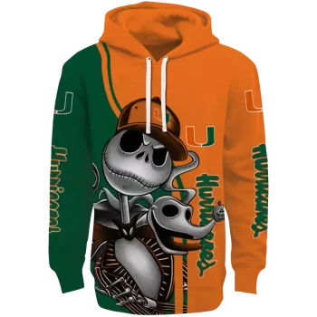 miami hurricanes jack skellington orange hoodie best selling