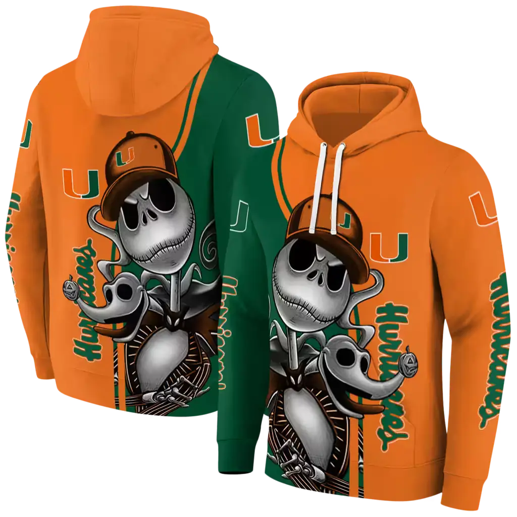 miami hurricanes jack skellington orange hoodie fashion forward miami hurricanes jack skellington orange hoodie fashion forward