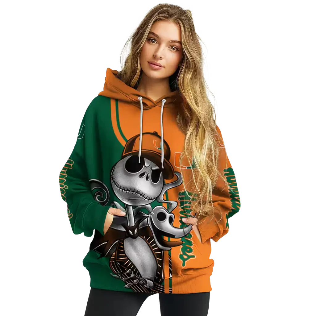 miami hurricanes jack skellington orange hoodie high quality miami hurricanes jack skellington orange hoodie high quality