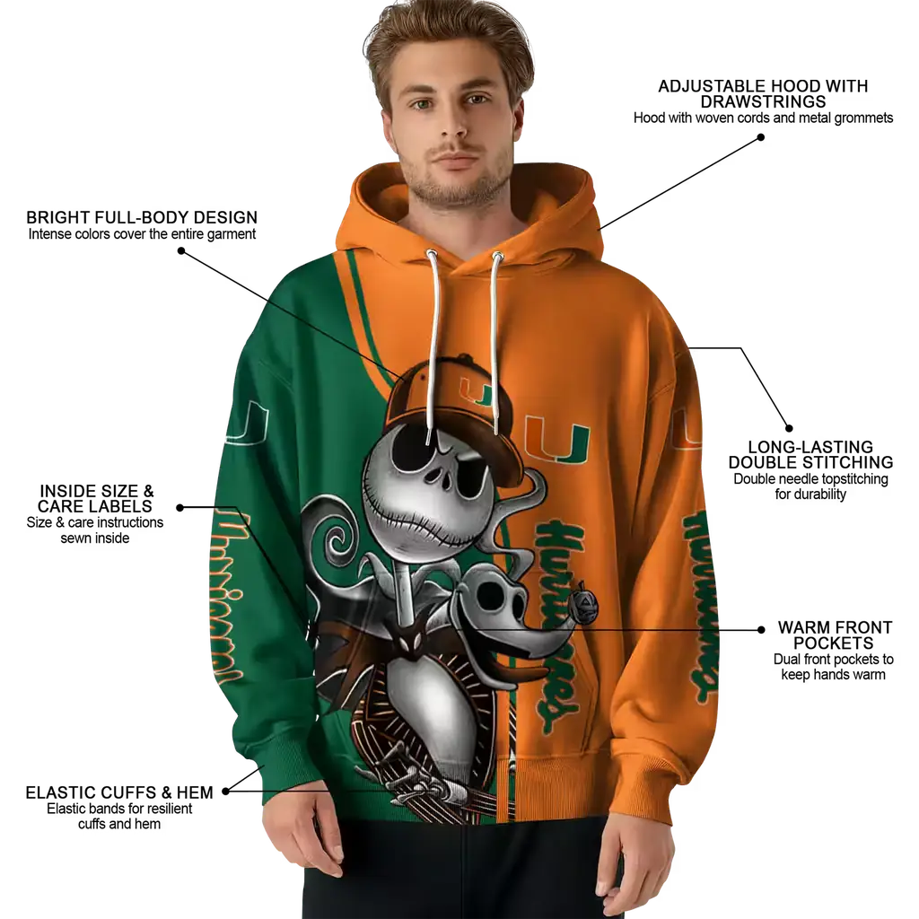 miami hurricanes jack skellington orange hoodie latest model miami hurricanes jack skellington orange hoodie latest model