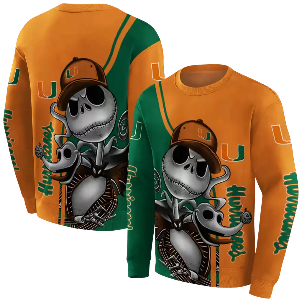 miami hurricanes jack skellington orange hoodie premium grade miami hurricanes jack skellington orange hoodie premium grade