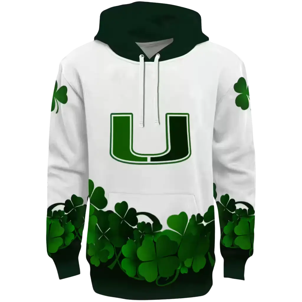 miami hurricanes lucky motif white green hoodie best selling miami hurricanes lucky motif white green hoodie best selling