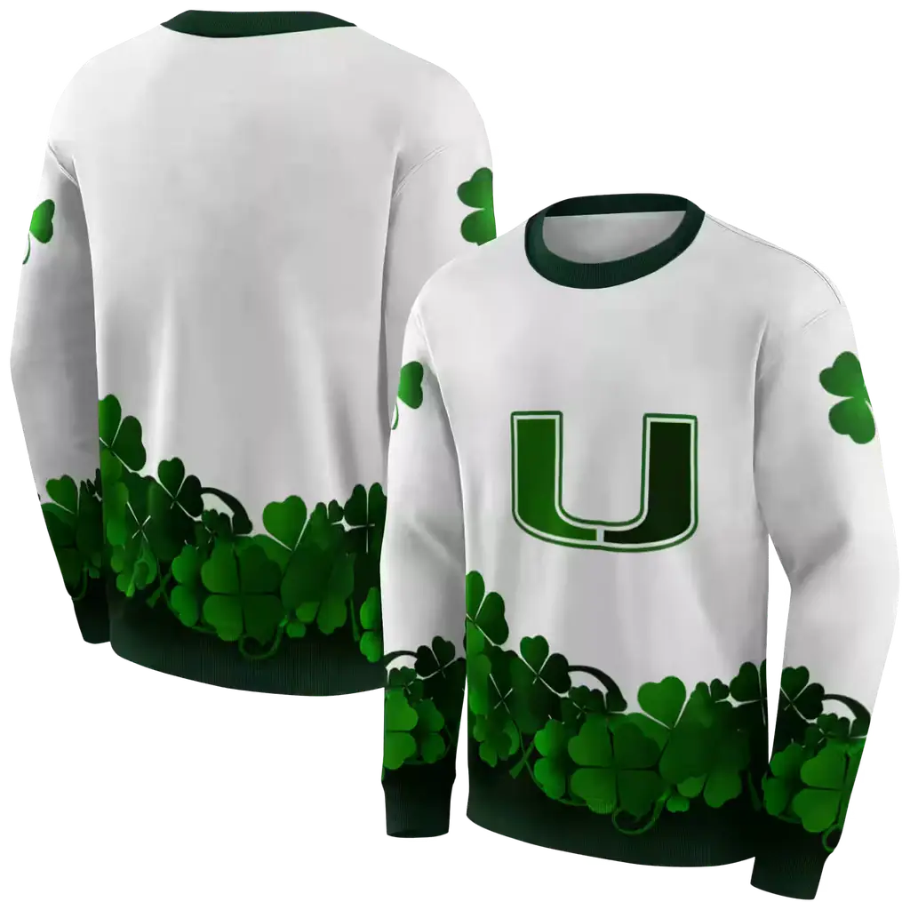 miami hurricanes lucky motif white green hoodie premium grade miami hurricanes lucky motif white green hoodie premium grade