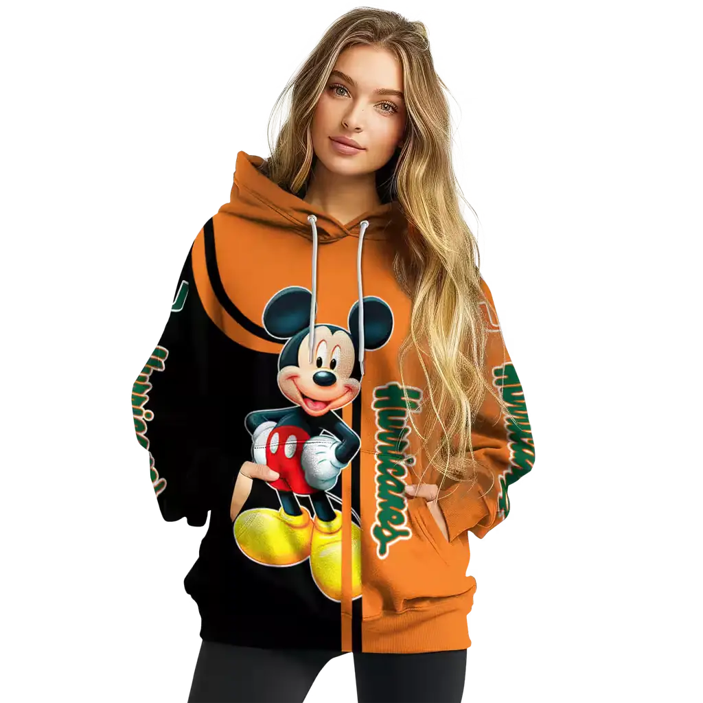 miami hurricanes mickey mouse orange black hoodie high quality miami hurricanes mickey mouse orange black hoodie high quality