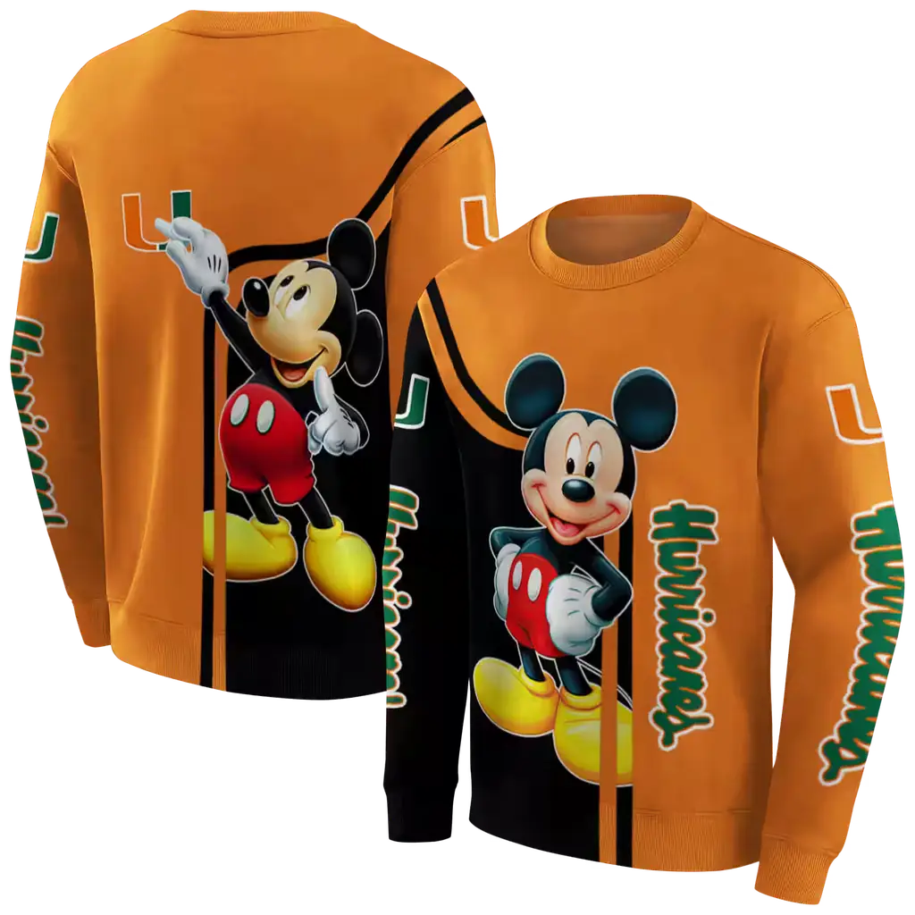 miami hurricanes mickey mouse orange black hoodie premium grade miami hurricanes mickey mouse orange black hoodie premium grade