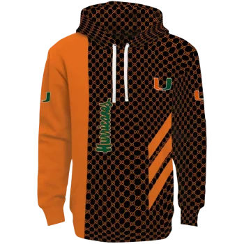 miami hurricanes monogram pattern orange hoodie best selling