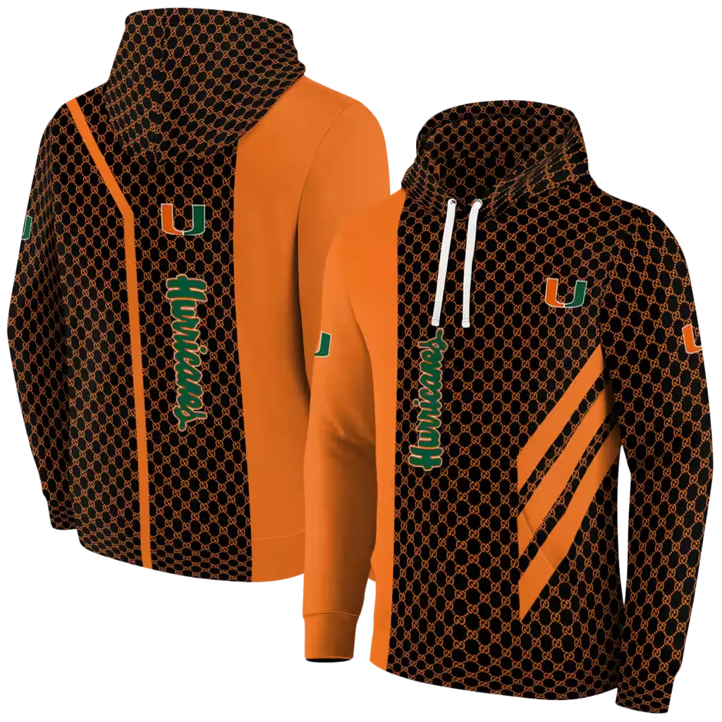 miami hurricanes monogram pattern orange hoodie fashion forward miami hurricanes monogram pattern orange hoodie fashion forward