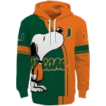 miami hurricanes playful snoopy orange hoodie best selling