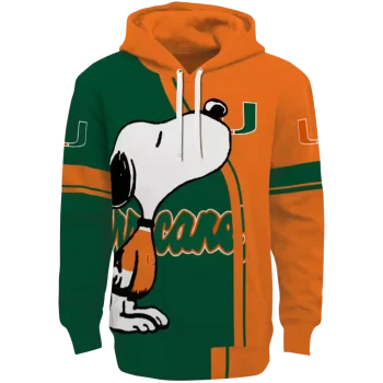 miami hurricanes playful snoopy orange hoodie best selling