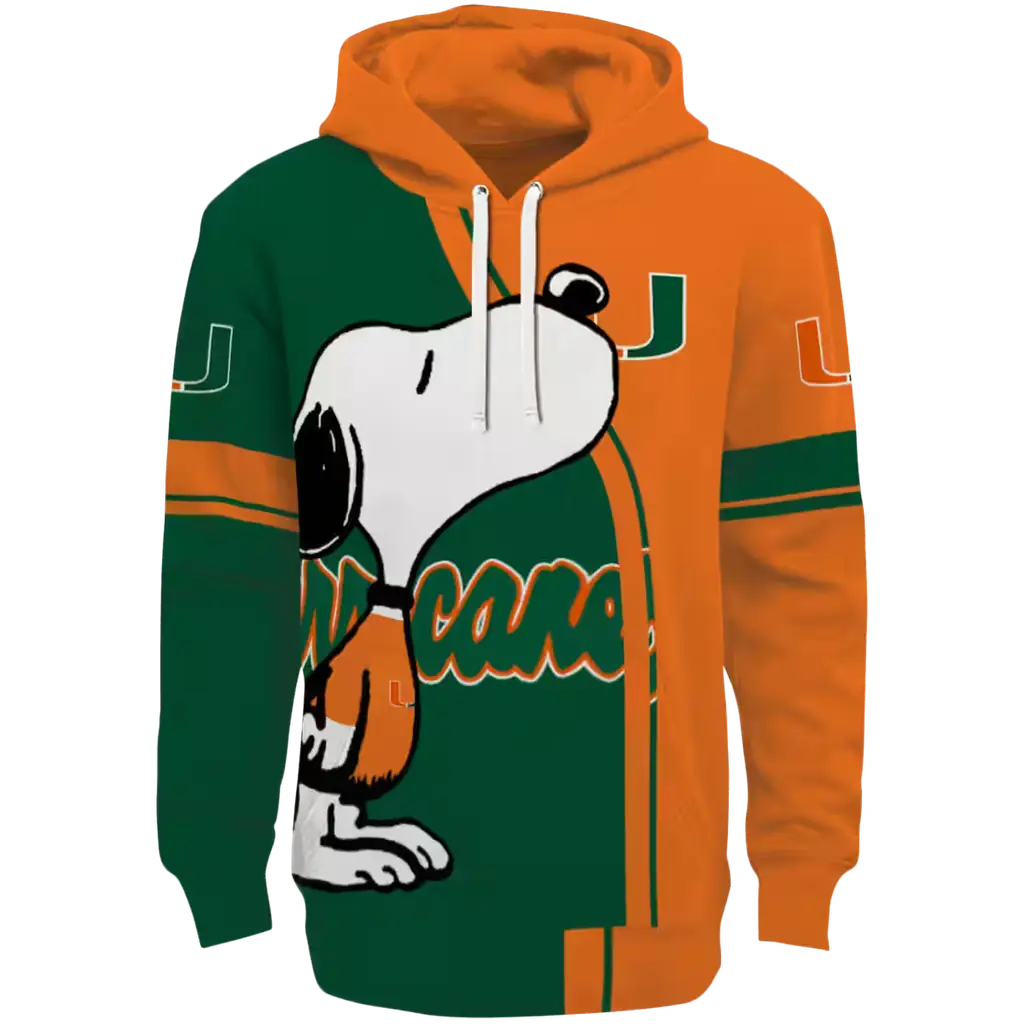 miami hurricanes playful snoopy orange hoodie best selling miami hurricanes playful snoopy orange hoodie best selling