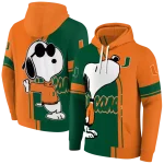miami hurricanes playful snoopy orange hoodie best selling