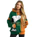 miami hurricanes playful snoopy orange hoodie best selling