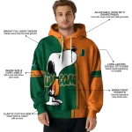 miami hurricanes playful snoopy orange hoodie best selling