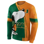 miami hurricanes playful snoopy orange hoodie best selling