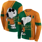 miami hurricanes playful snoopy orange hoodie best selling