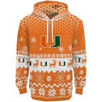miami hurricanes reindeer motif orange hoodie best selling