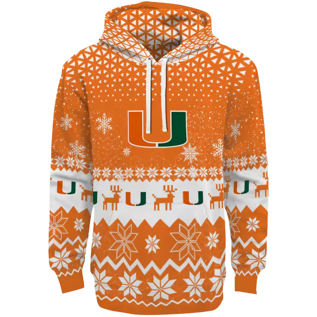 miami hurricanes reindeer motif orange hoodie best selling miami hurricanes reindeer motif orange hoodie best selling