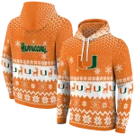 miami hurricanes reindeer motif orange hoodie best selling
