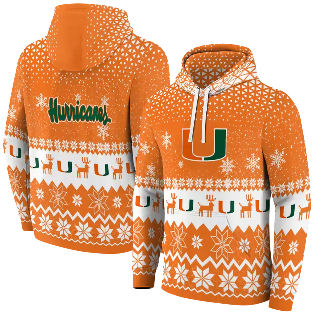 miami hurricanes reindeer motif orange hoodie fashion forward miami hurricanes reindeer motif orange hoodie fashion forward