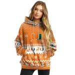 miami hurricanes reindeer motif orange hoodie best selling