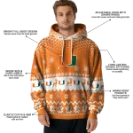miami hurricanes reindeer motif orange hoodie best selling