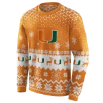 miami hurricanes reindeer motif orange hoodie best selling
