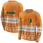 miami hurricanes reindeer motif orange hoodie best selling