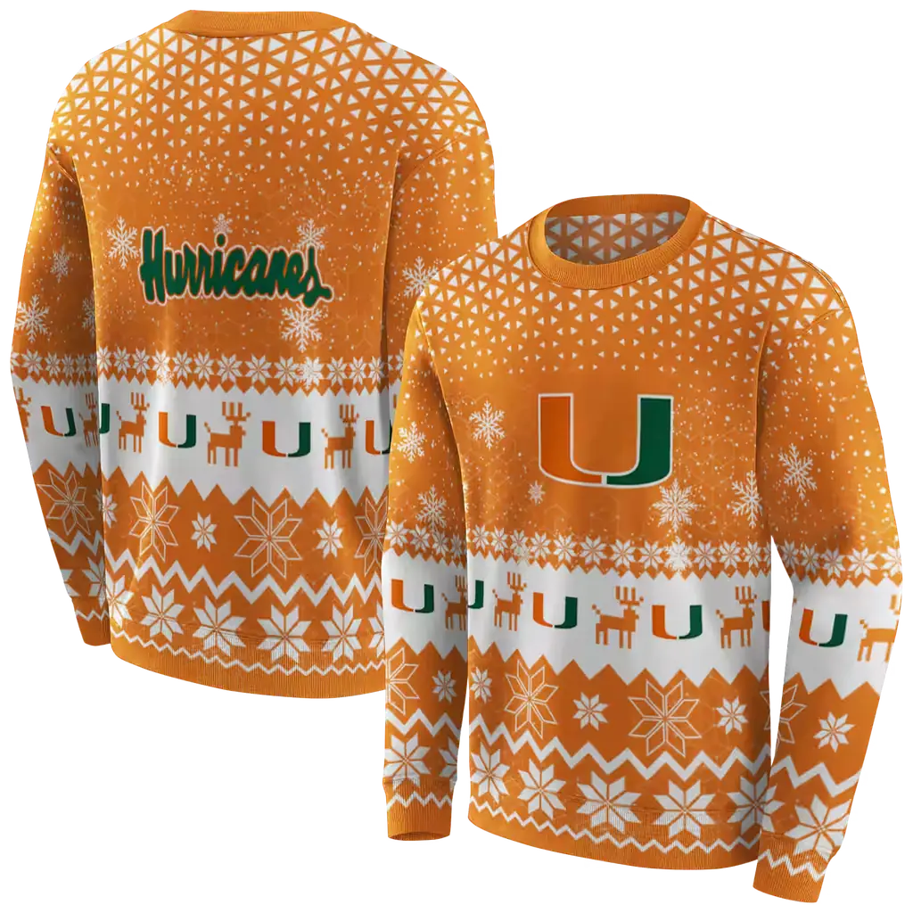 miami hurricanes reindeer motif orange hoodie premium grade miami hurricanes reindeer motif orange hoodie premium grade