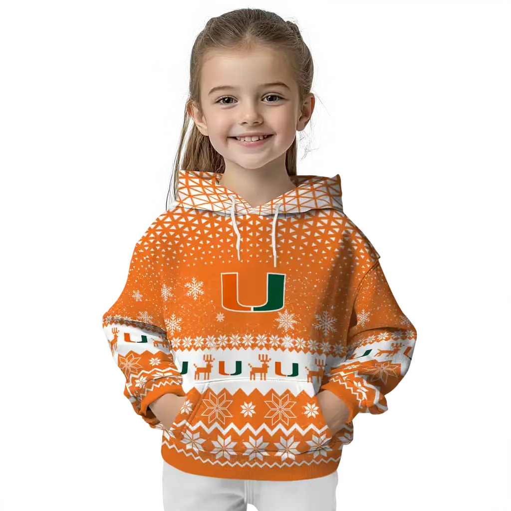 miami hurricanes reindeer motif orange hoodie top rated miami hurricanes reindeer motif orange hoodie top rated