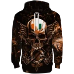 miami hurricanes skull artwork orange black hoodie best selling