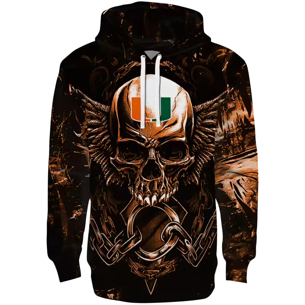 miami hurricanes skull artwork orange black hoodie best selling miami hurricanes skull artwork orange black hoodie best selling