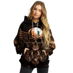 miami hurricanes skull artwork orange black hoodie best selling