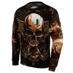 miami hurricanes skull artwork orange black hoodie best selling