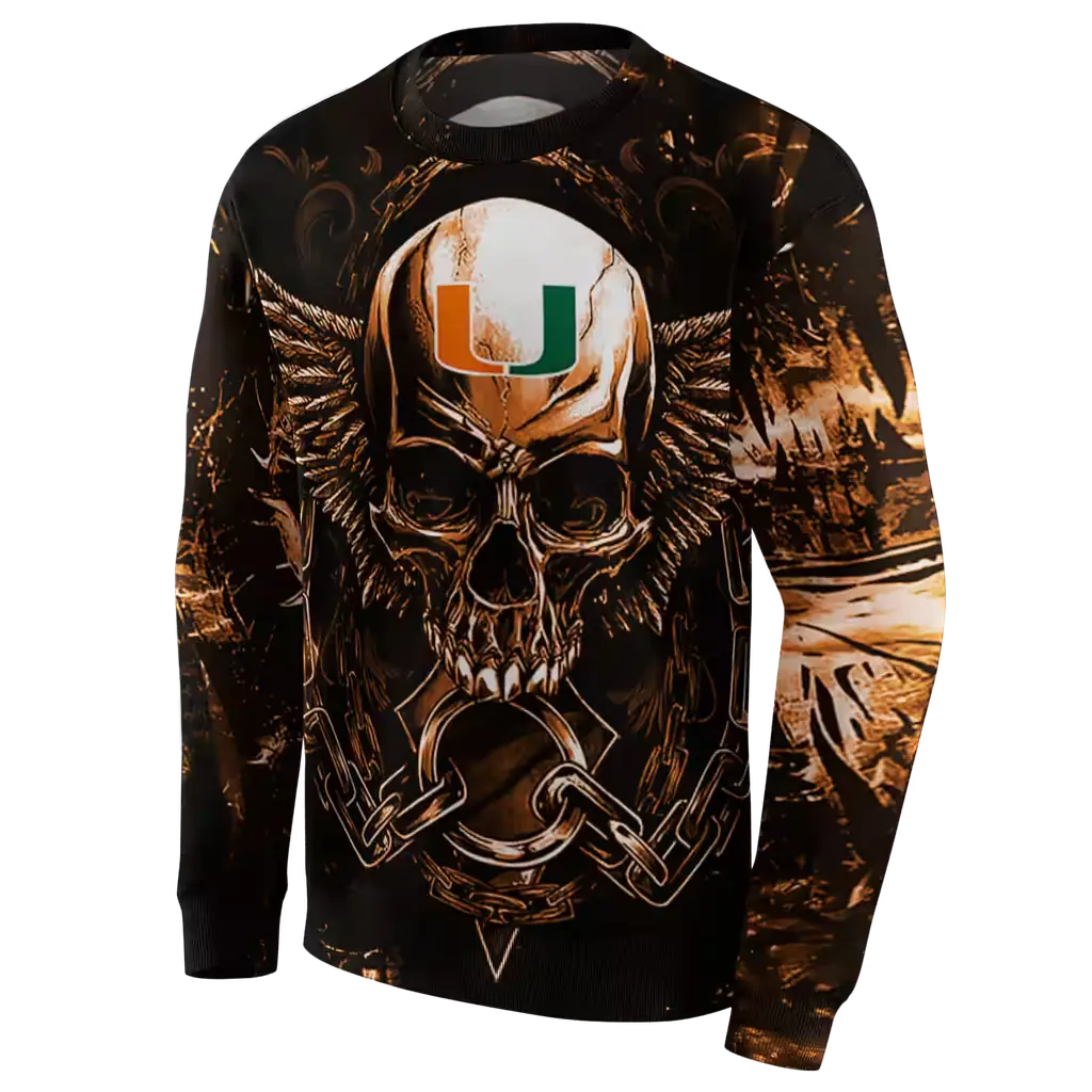 miami hurricanes skull artwork orange black hoodie new arrival miami hurricanes skull artwork orange black hoodie new arrival