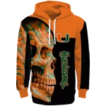 miami hurricanes skull motif orange black hoodie best selling