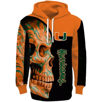 miami hurricanes skull motif orange black hoodie best selling