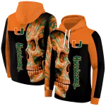 miami hurricanes skull motif orange black hoodie best selling