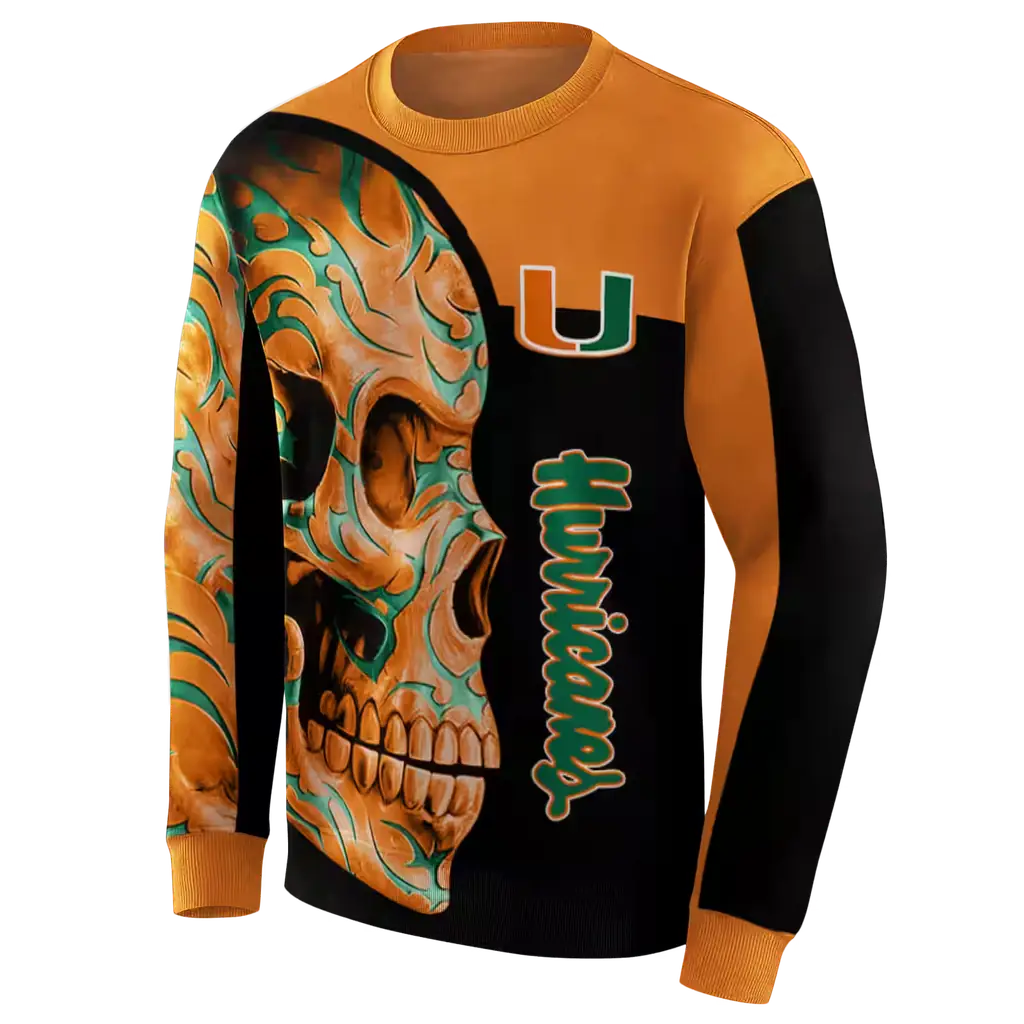 miami hurricanes skull motif orange black hoodie new arrival miami hurricanes skull motif orange black hoodie new arrival
