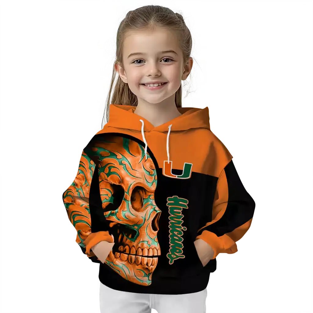 miami hurricanes skull motif orange black hoodie top rated miami hurricanes skull motif orange black hoodie top rated