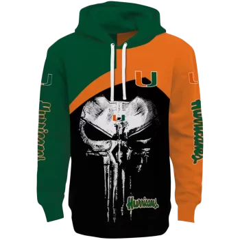 miami hurricanes skull punisher green black hoodie best selling