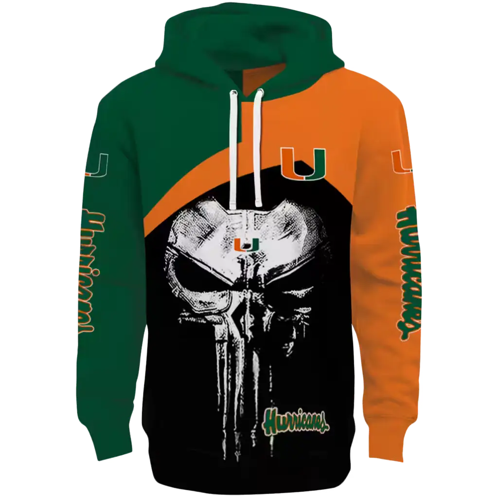 miami hurricanes skull punisher green black hoodie best selling miami hurricanes skull punisher green black hoodie best selling