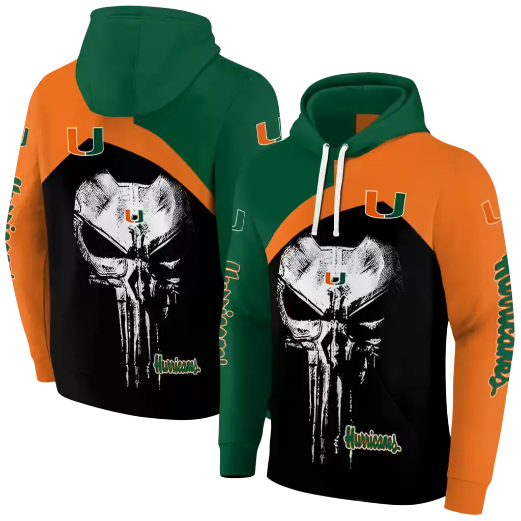 miami hurricanes skull punisher green black hoodie fashion forward miami hurricanes skull punisher green black hoodie fashion forward