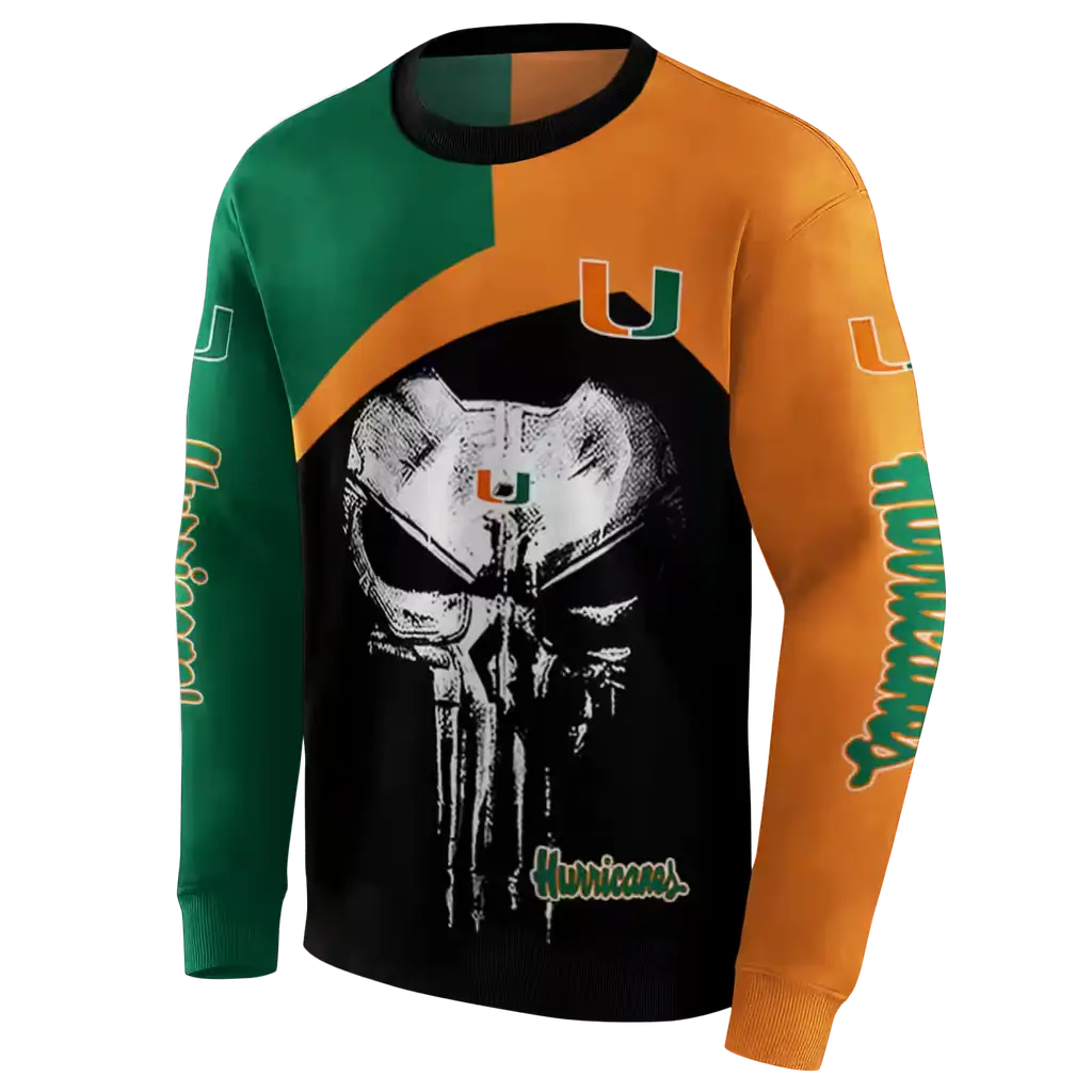 miami hurricanes skull punisher green black hoodie new arrival miami hurricanes skull punisher green black hoodie new arrival